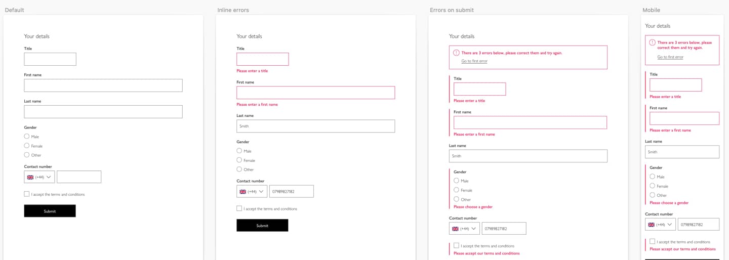 Accessible error messaging catering for colour blindness and screenreaders