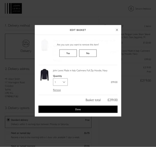 Remove confirmation message