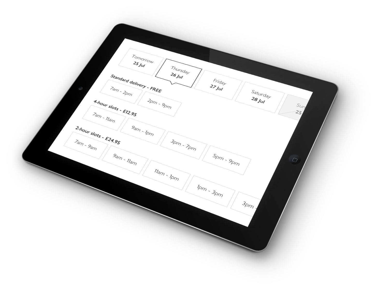 Delivery concept on an ipad