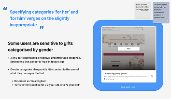 Some users are sensitive to gifts categorised by gender