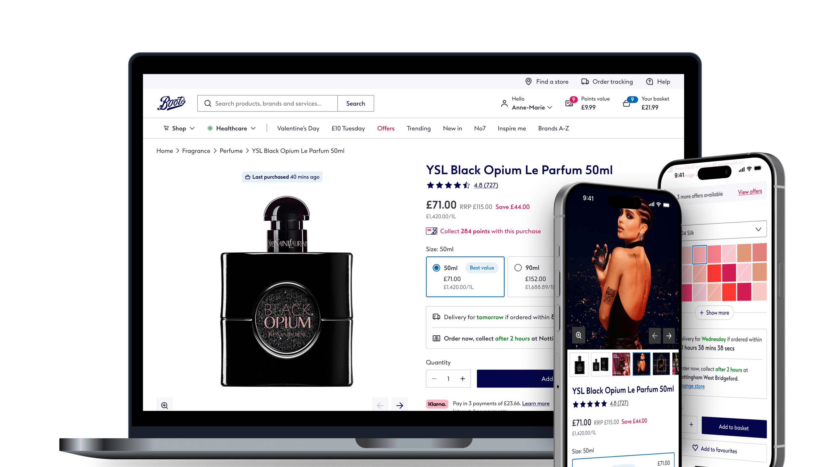 New Boots product page shown on different devices